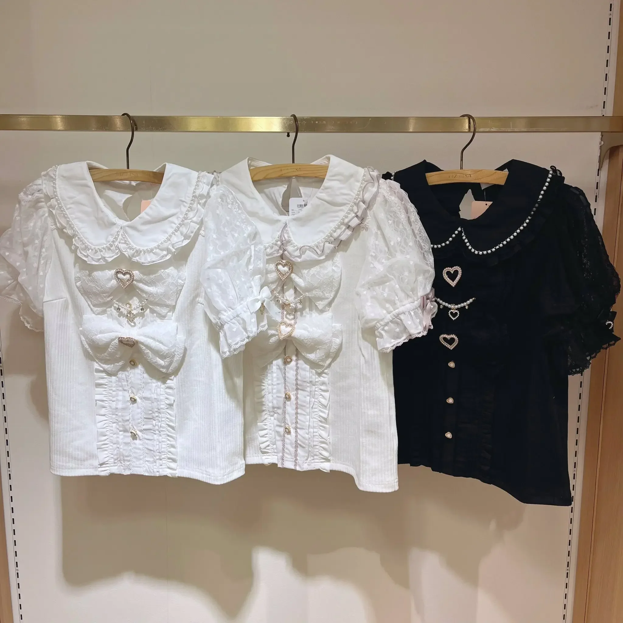 Japanese Summer Liz Shirt Popular Mine Series Mass-produced Soft Girl Sweet Cute Doll Collar Big Bow Short-sleeved Blouses Top