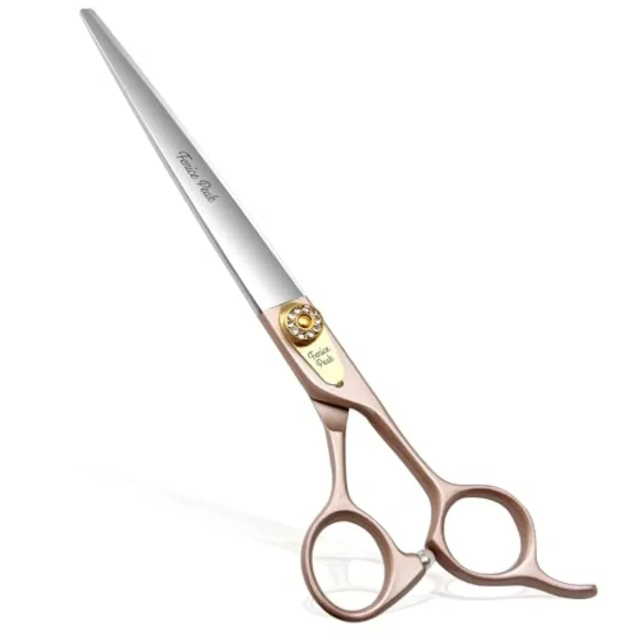 7'' Dog Straight Scissors for Grooming 440C Stainless Steel Rose Gold Professional Pet Trimming Scissors Sharp Blades Cutting f