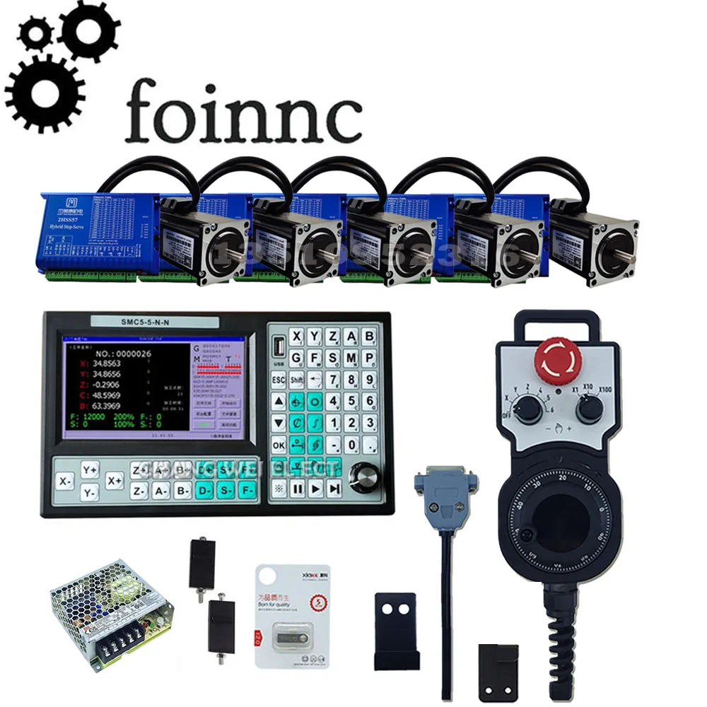 

Smc5-5-n-n Cnc 5 Axis Offline Controller 500khz Motion Control System G Code With Emergency Stop Hand Mpg75w24vdc