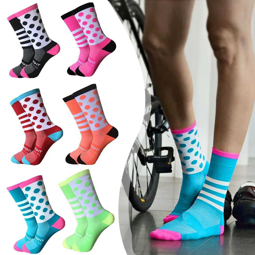 Striped Dot Cycling Socks Sports Football Socks Women's Men's Summer Sports Breathable Cycling Socks Outdoor Race Running Socks