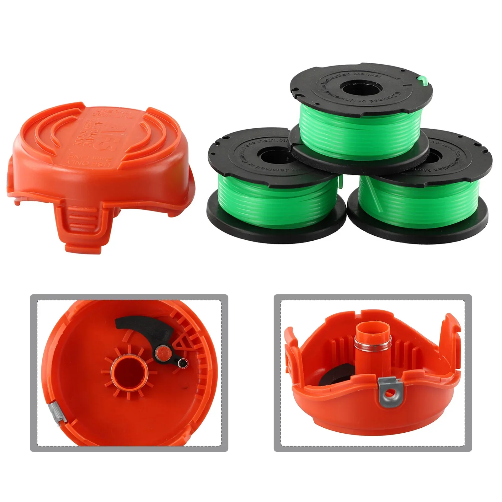 3pcsTrimmer Spool Line + 1pcs Cap For Black & Decker GL7033 GL8033 GL9035 Replace A6482 Highly Match The Original Equipment