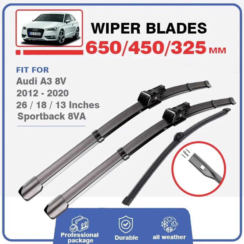 Set For Audi A3 S3 8V Sline Sportback 8VA 2012-2020 Front Rear Wiper Blades Windshield Windscreen 26\