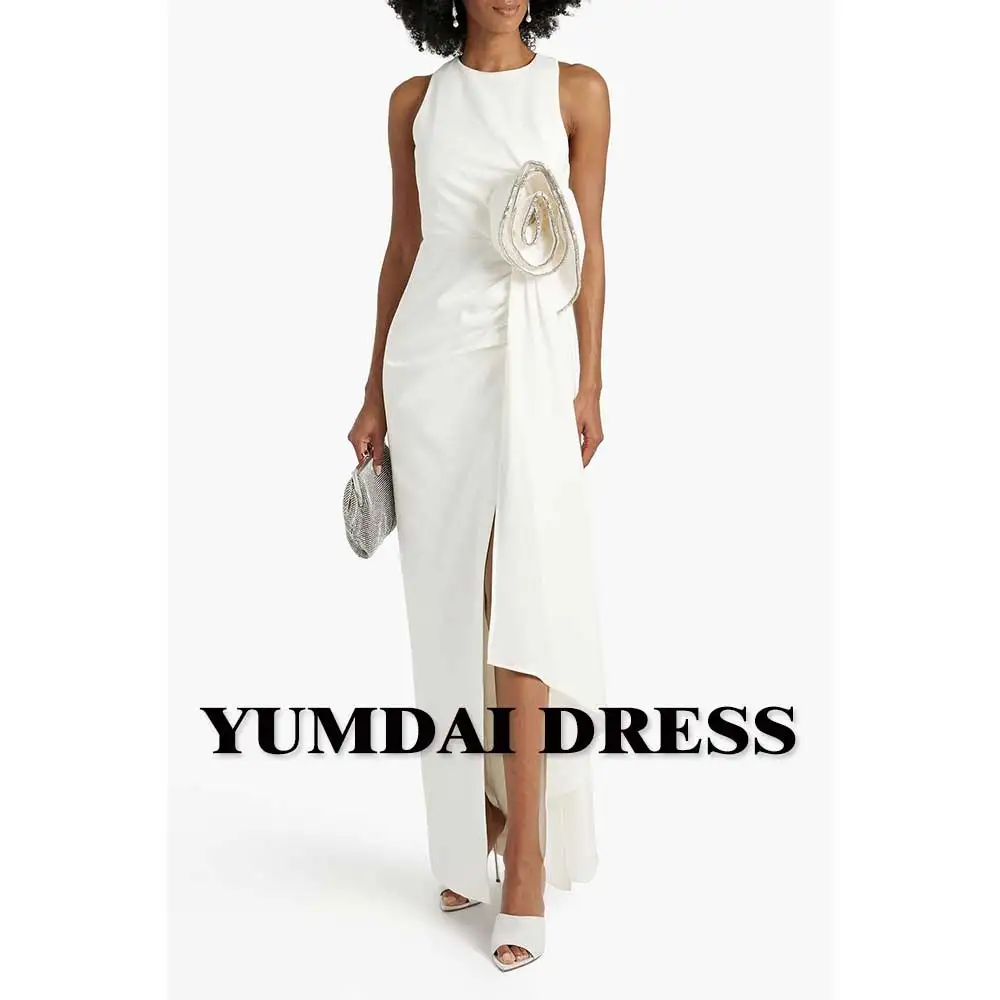 

YUMDAI Sexy Women Sleeveless Off Shoulder Evening Dress Luxurious Dubai Elegant 3D Flower Cocktail Dress 2024 Wedding Party Gown