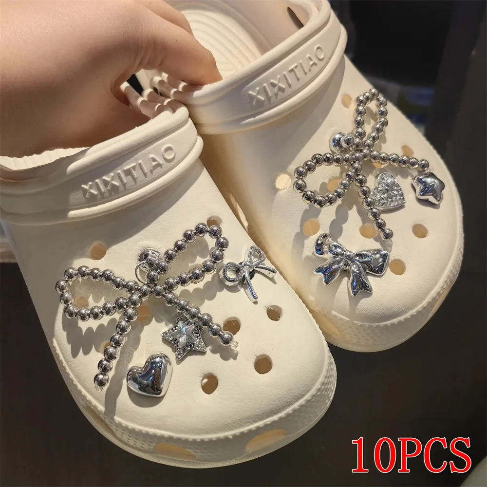 

10 шт., подвески для обуви с жемчужным бантом, модные кроссовки с жемчужным цветком, усовершенствованные украшения для обуви, сделай сам, съемная пряжка, аксессуары для обуви