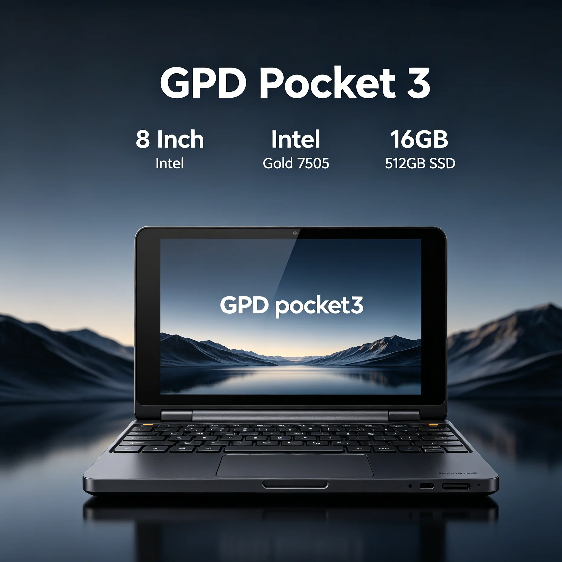 

Hot Item GPD Pocket 3 Mini Notebook, 16GB 512GB SSD, 8 Inch Intel Gold 7505, Advanced Modular Handheld Computer