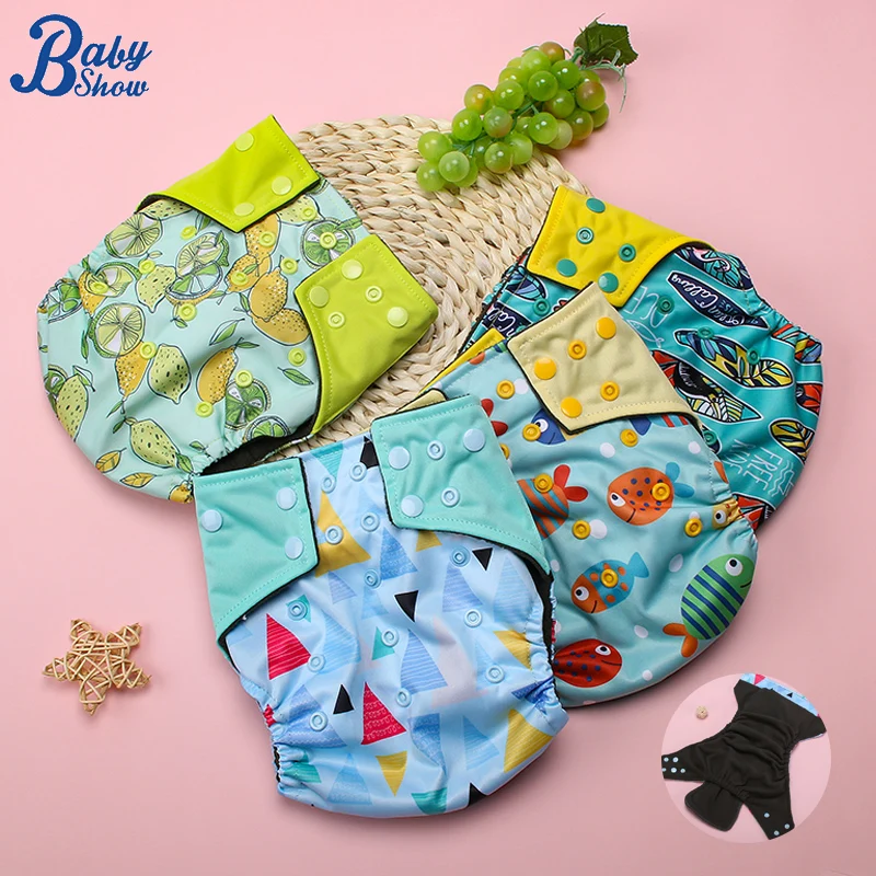 Babyshow  Baby Cloth Diaper Reusable Cloth Nappy Pocket Washable Diaper for 3-15kg Babies with 1pc Bamboo Charcoal Nappy Insert