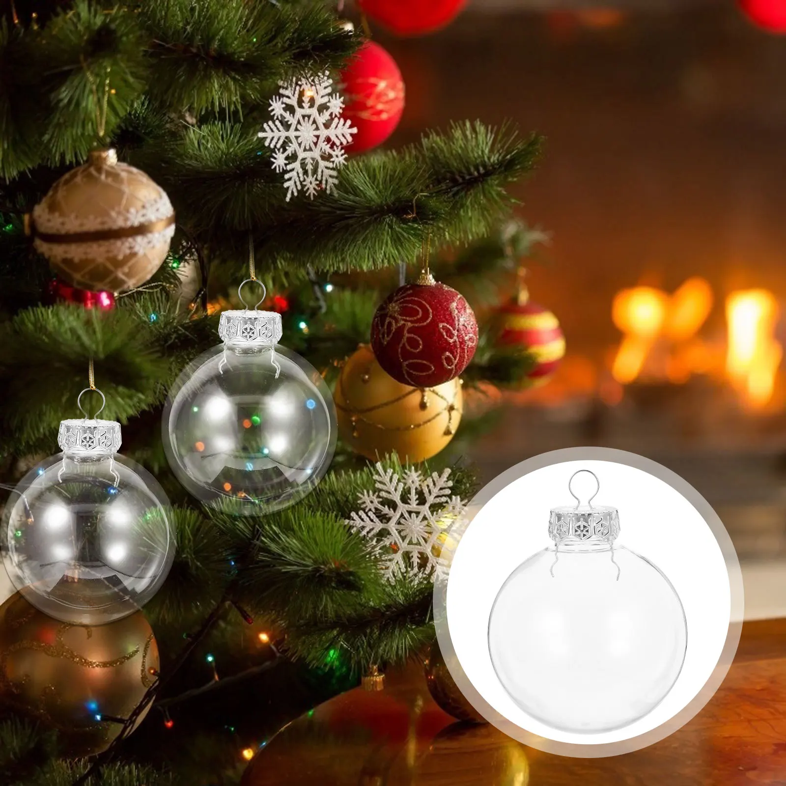 

25pcs 8Cm Clear Plastic Fillable Ornaments Transparent Diy Christmas Baubles For Holiday Wedding Party Decor Shatterproof Craft