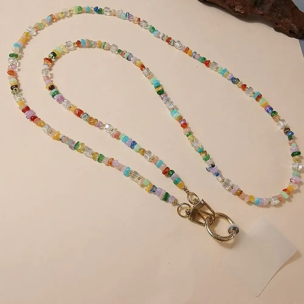 

Stylish Cute Mobile Phone Straps Stone Gem Hanging Ornament Long Phone Lanyard Neck Straps Crossbody Beads Phone Chain