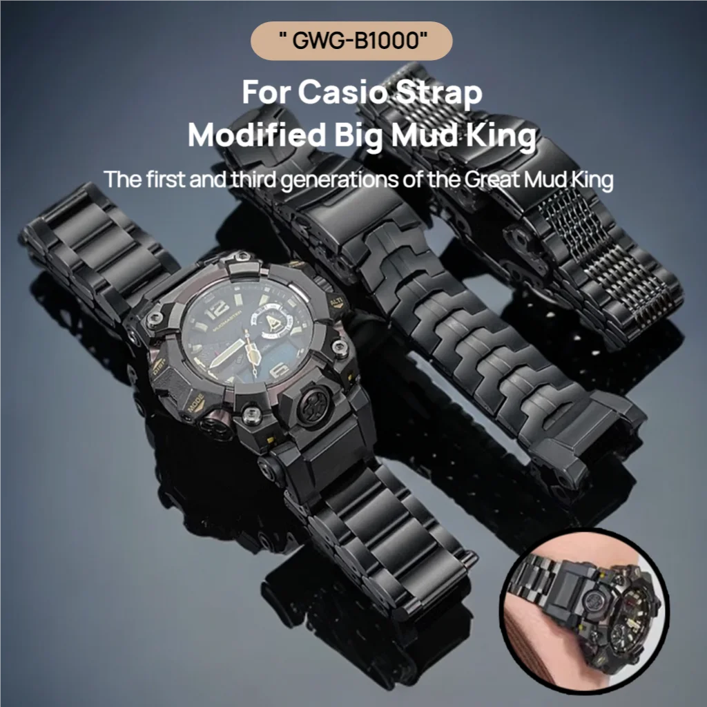 GWGB1000 Metal Black Watch band  for Casio G-SHOCK GWG-1000 Gen1 GWG-B1000 Gen3 Modified Men Stainless Steel Watch Strap Adapter