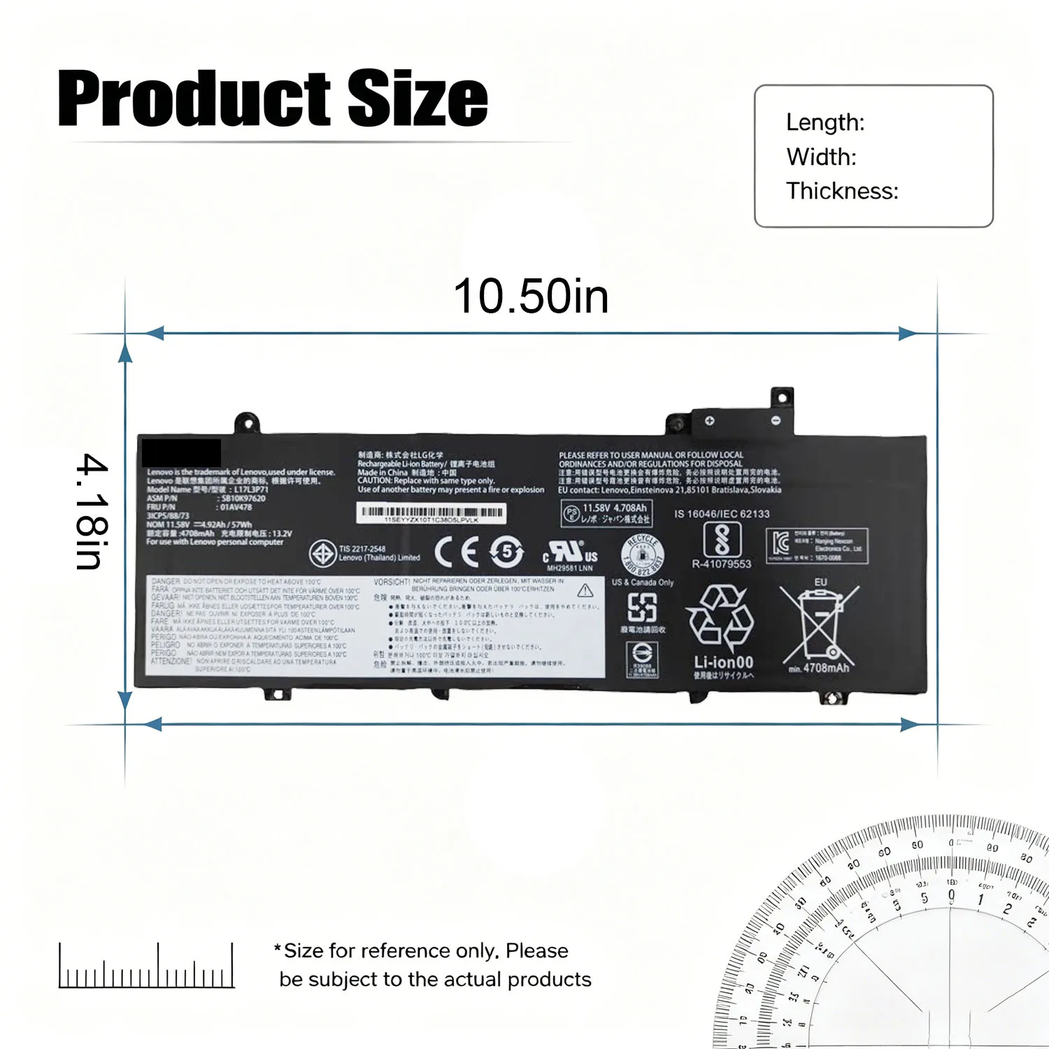 L17L3P71 Laptop Battery 11.58V 57Wh 4920mAh For Lenovo ThinkPad T480S 20L7 20L8 L17M3P71 L17M3P72 01AV478 01AV479 01AV480 SB10K9