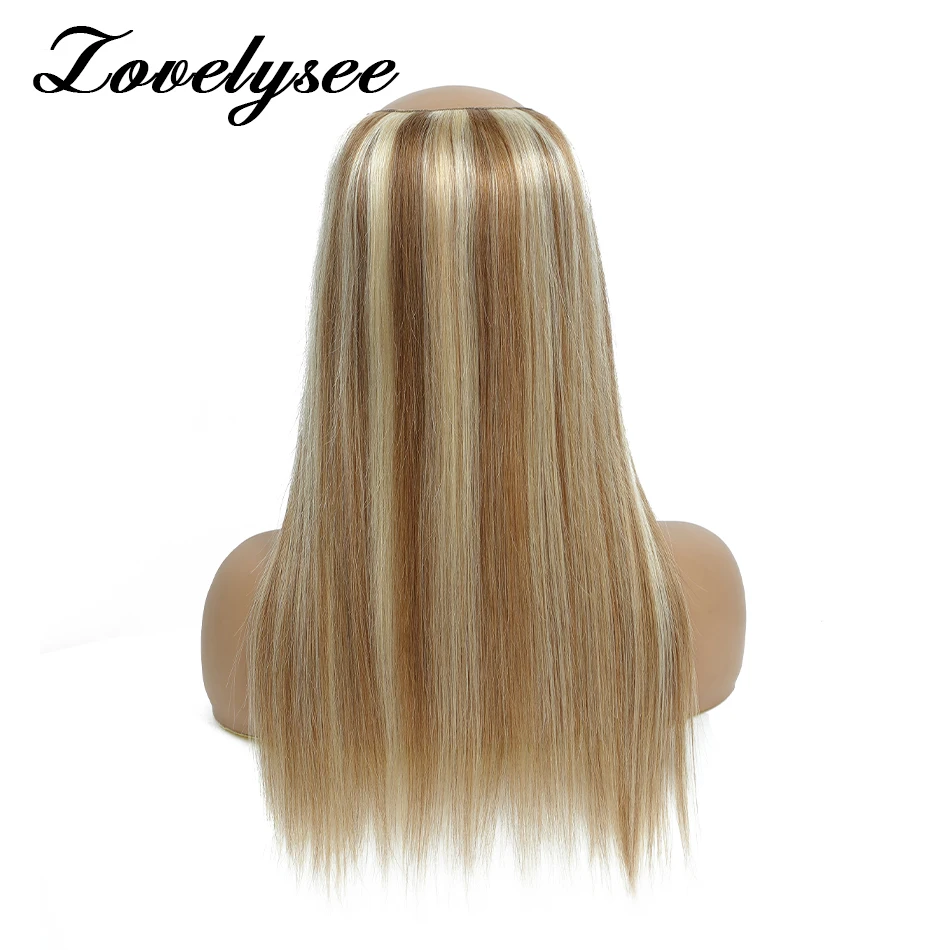 Extensão de cabelo natural em forma de V longa e reta para mulheres, loira brasileira, cabelo humano real, 5 clipes, 1 pc, 8 cores, 14-28 pol