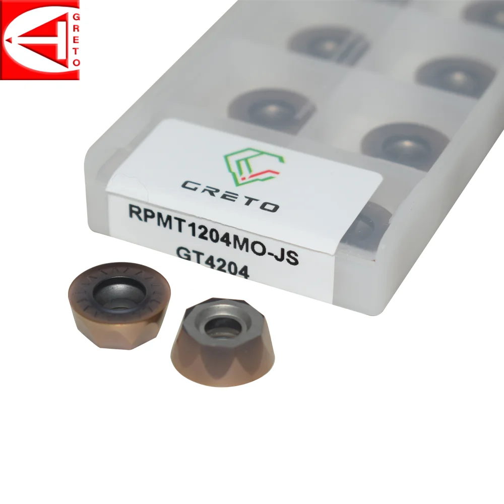 GRETO RPMT1204MO-JS GT4202 GT4204 Cnc Inserts Metal Milling Tools Carbide Tip RPMT 1204 MO-JS RPMT1204