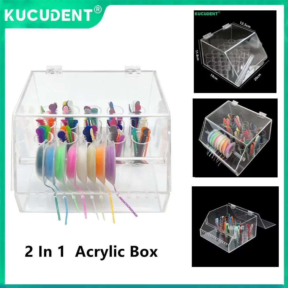

2 in 1 Dental Acrylic Organizer Storage Case Orthodontic Power Chain Rubber Ligature Tie Placing Box Dispenser Lab Holder Tool