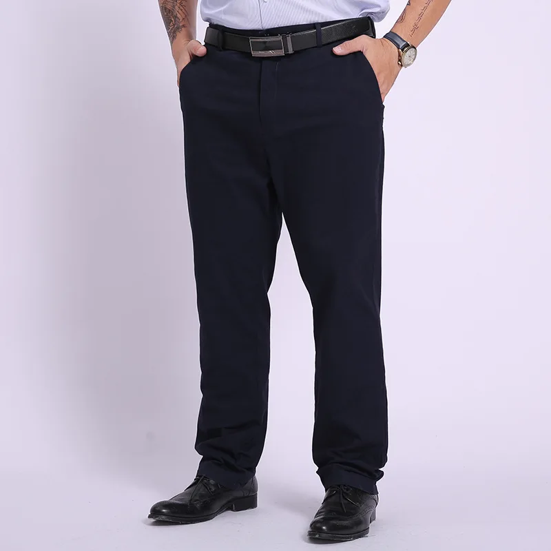 Pantalones de traje de gran tamaño para hombre, pantalones de negocios, pantalones largos, elásticos, rectos, sueltos, pantalones de trabajo,