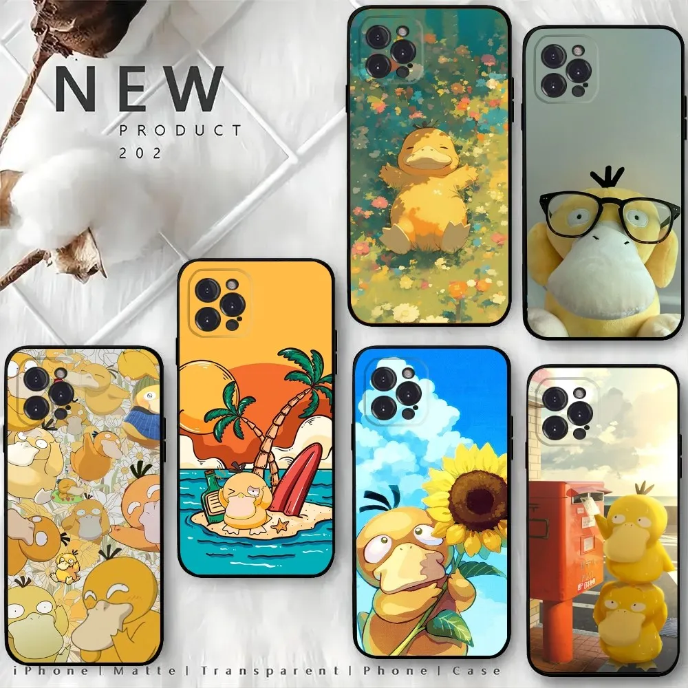 

Cool-P-Psyduck Cute Phone Case For iPhone 16,15,14,13,12 Mini 11 Pro XR,X,XS,MAX 7,8 Plus Silicone Cover Soft Black