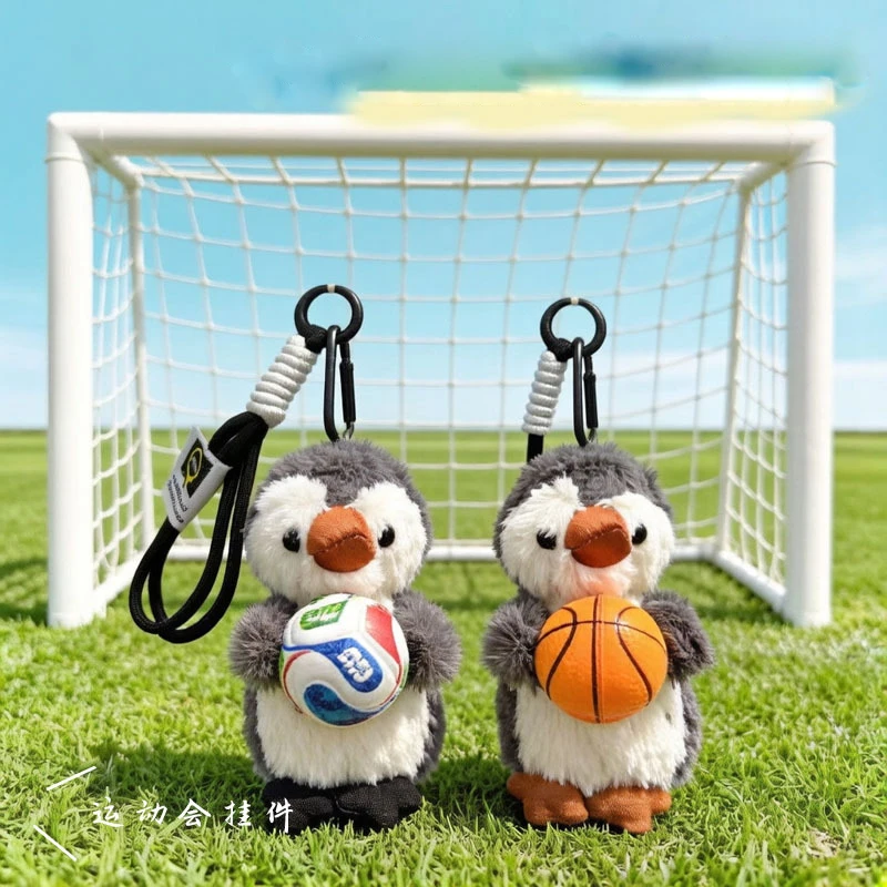 Cute Soccer Penguin Keychain Pendant Cool Plush Dolls Toy Keychain Charms Girls Handbag Charms Creative Little Gifts For Couples