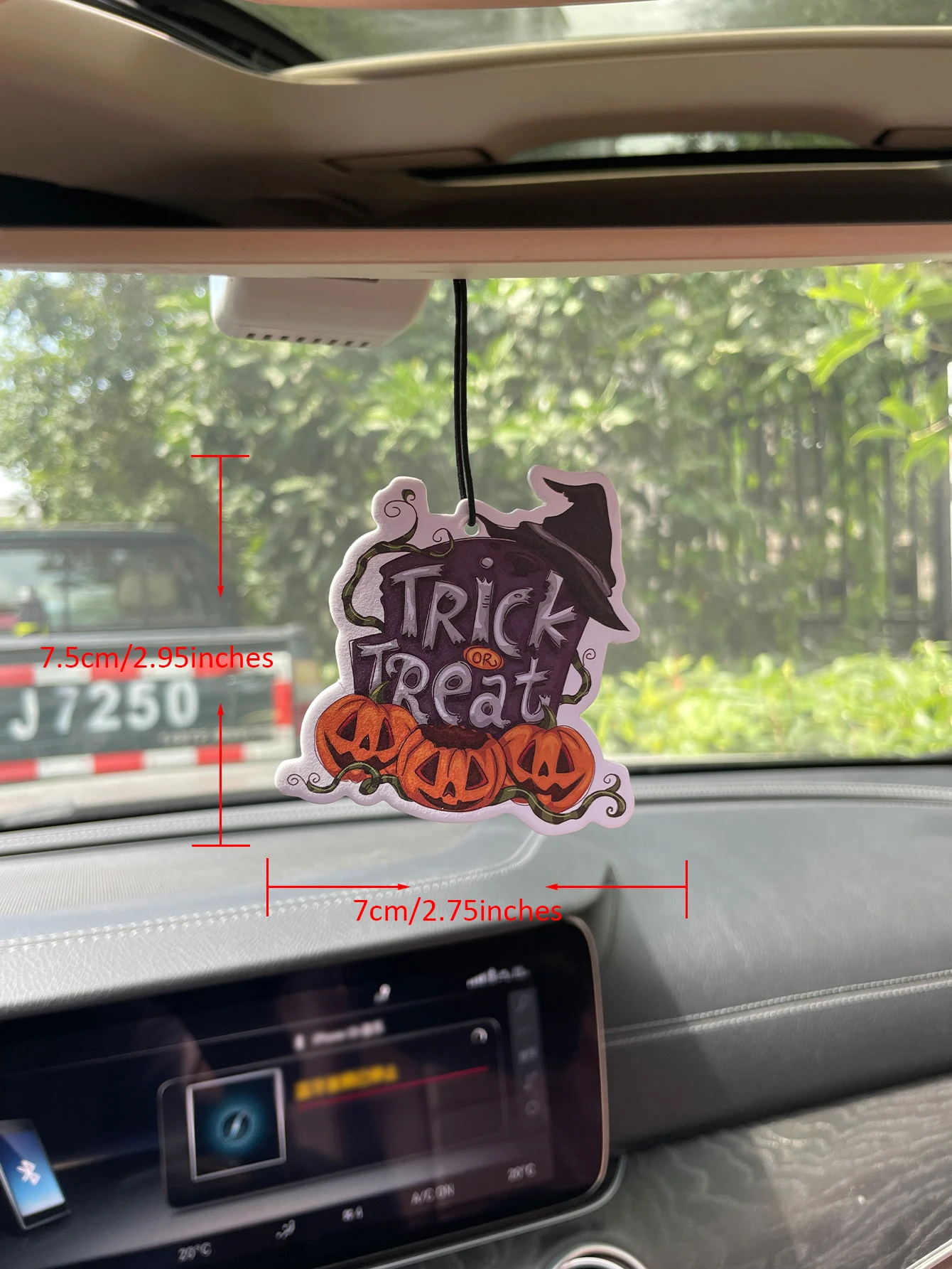 Trick Or Treat Halloween Witch Hat Pumpkin Hanging Car Air Freshener Scent Card, Natural Plant Extract Fragrance, Alcohol-Free,