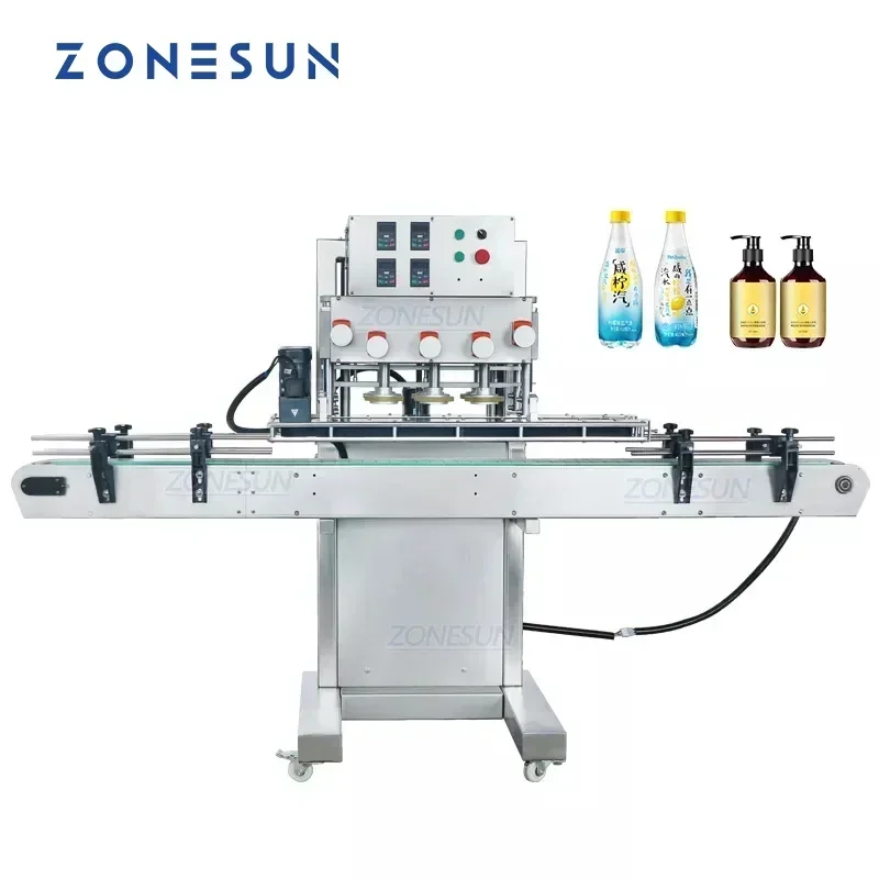 ZONESUN ZS-XG440B High Speed Pneumatic Capping Machine Twist Off Screw Capper for Plastic Glass Bottle Jar Fliptop Spray