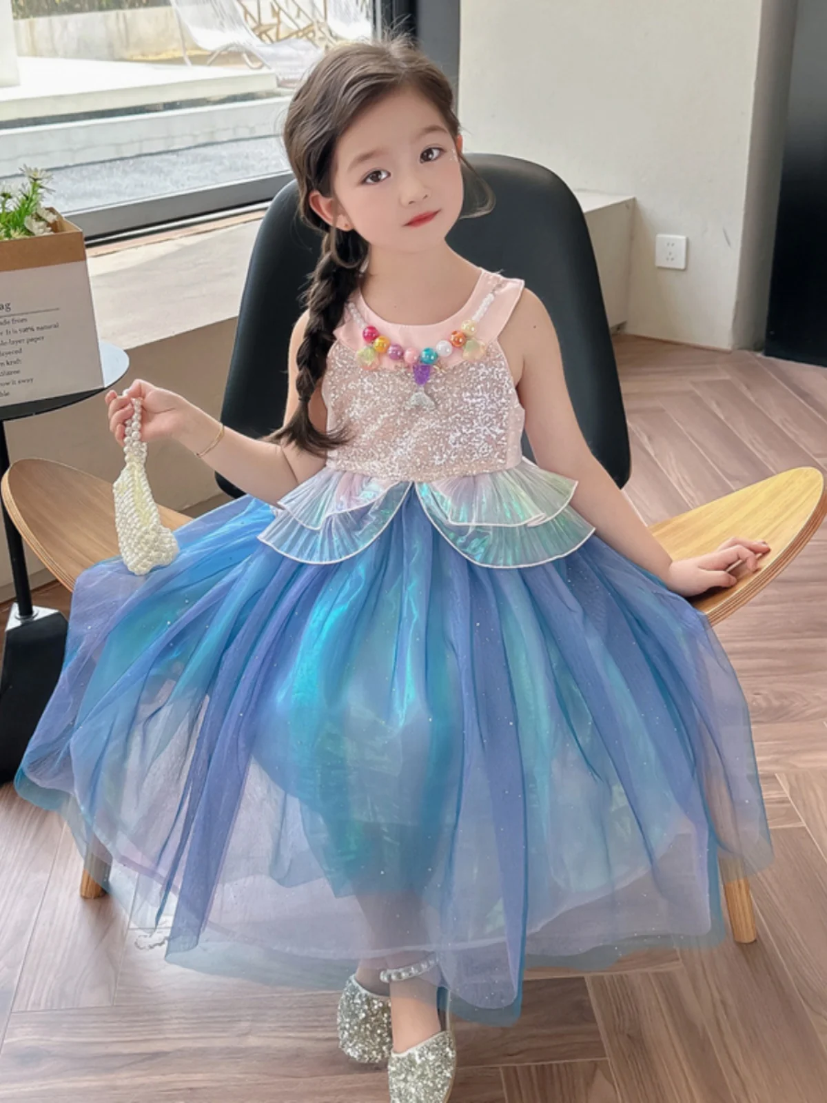 

Princ Sle Me Skirt Dr Thin Summer New Performance Clothes for Little Girls Trendy Clothing Lightweight Silk Material