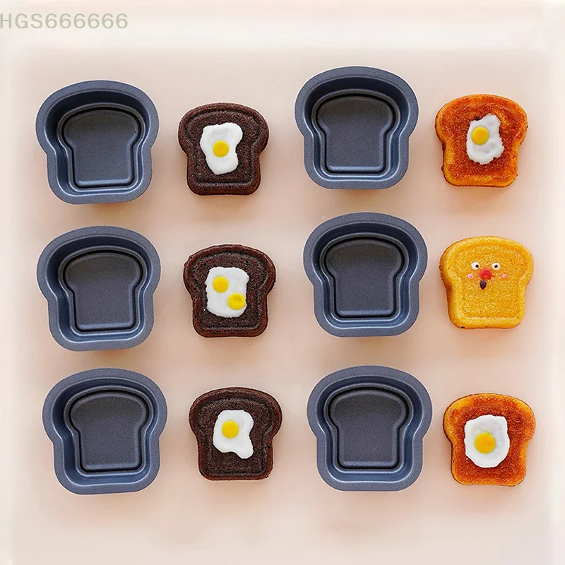 

1/6Pcs Toast Bread Pattern Carbon Steel Cake Mold Madeleine Muffin Cake Pan Jam Sandwich Dessert Kitchen Accessories Gadgets