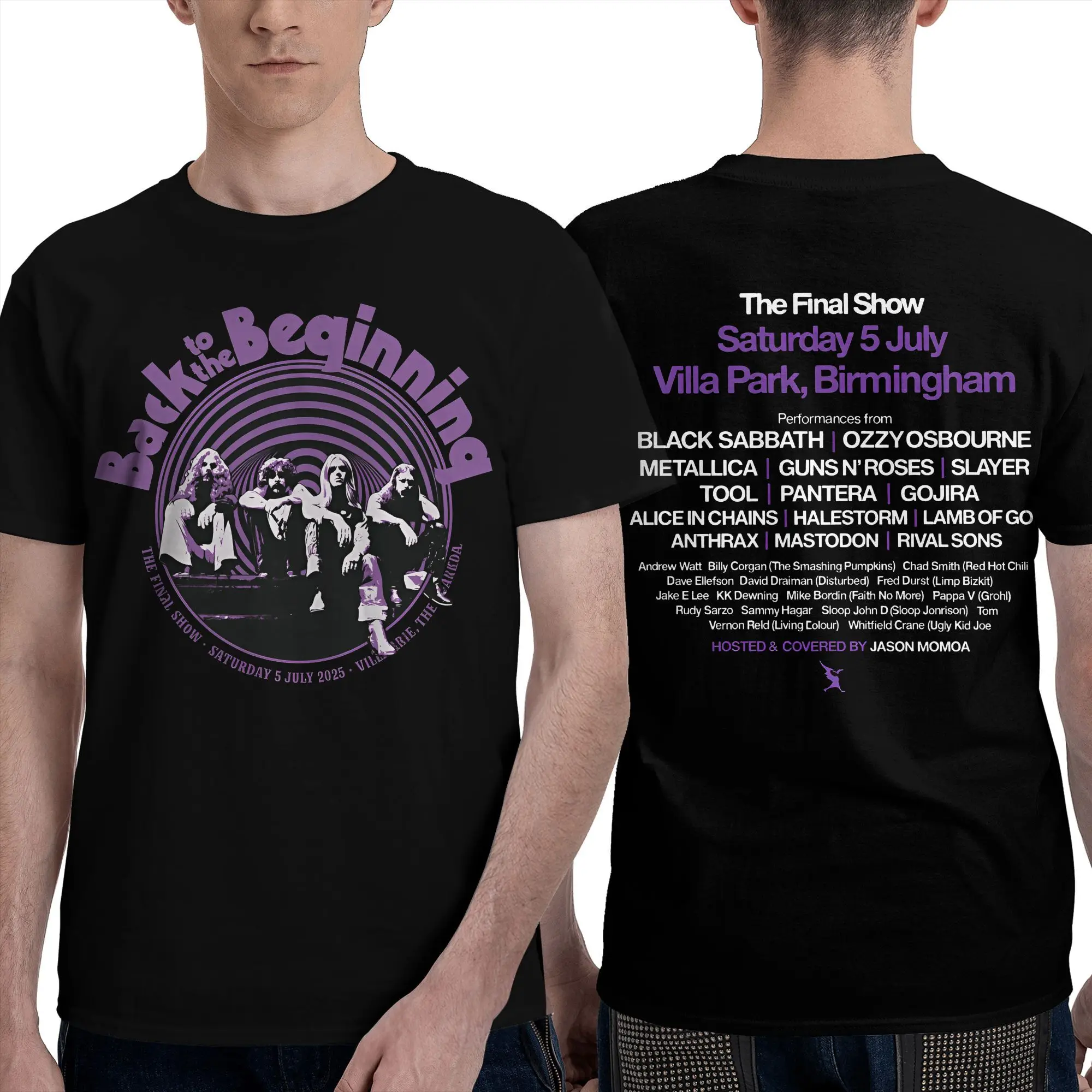 تي شيرت عتيق من Ozzys Osbornes العودة إلى البداية للرجال برقبة دائرية 100% قطن تي شيرت أسود السبت بأكمام قصيرة