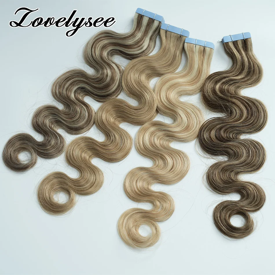 2g/pcs Body Wave Tape In Human Hair Extensions Brazilian Nature Color Remy Hair Skin Weft Adhesive Glue Tape In Hair Extensions