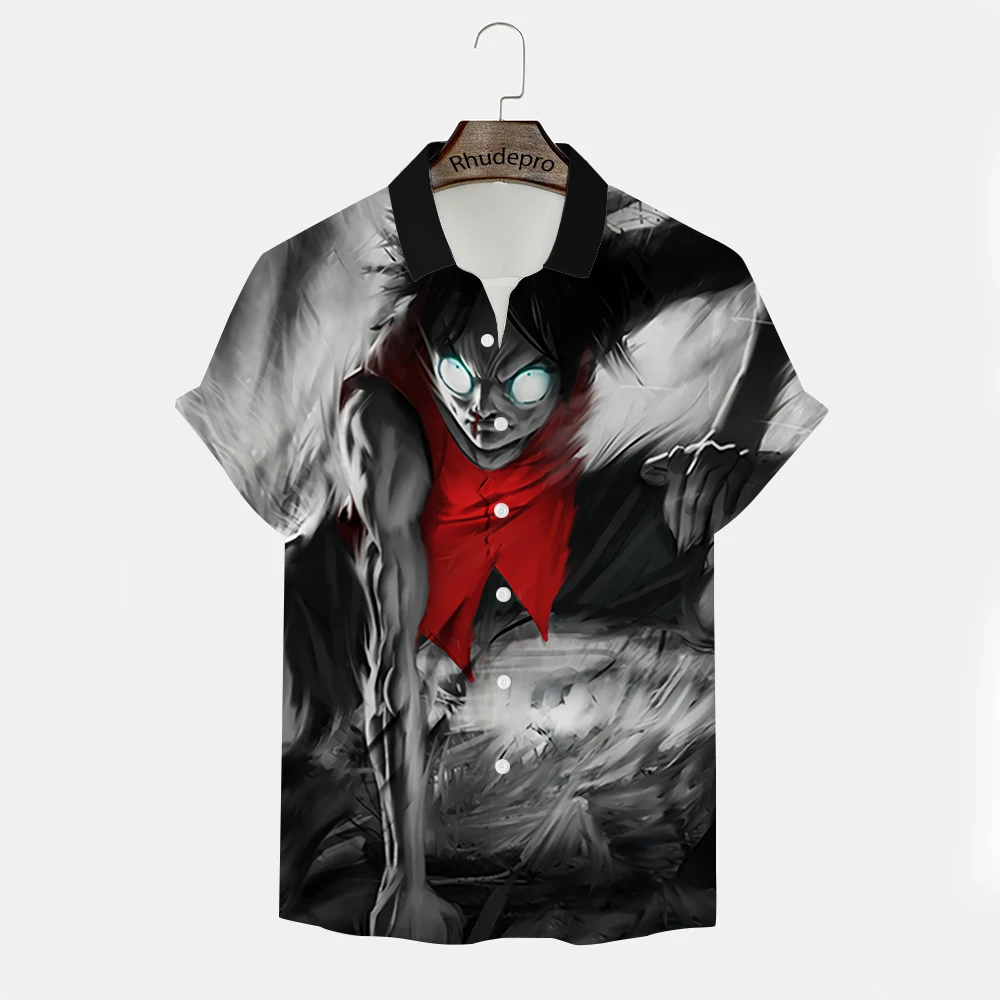 

One Piece 2024 Tops Shirt Short Monkey D Luffy Fashion Men Harajuku Style Tee Men's Roronoa Zoro Oversized Trend Sleeve New Y2k