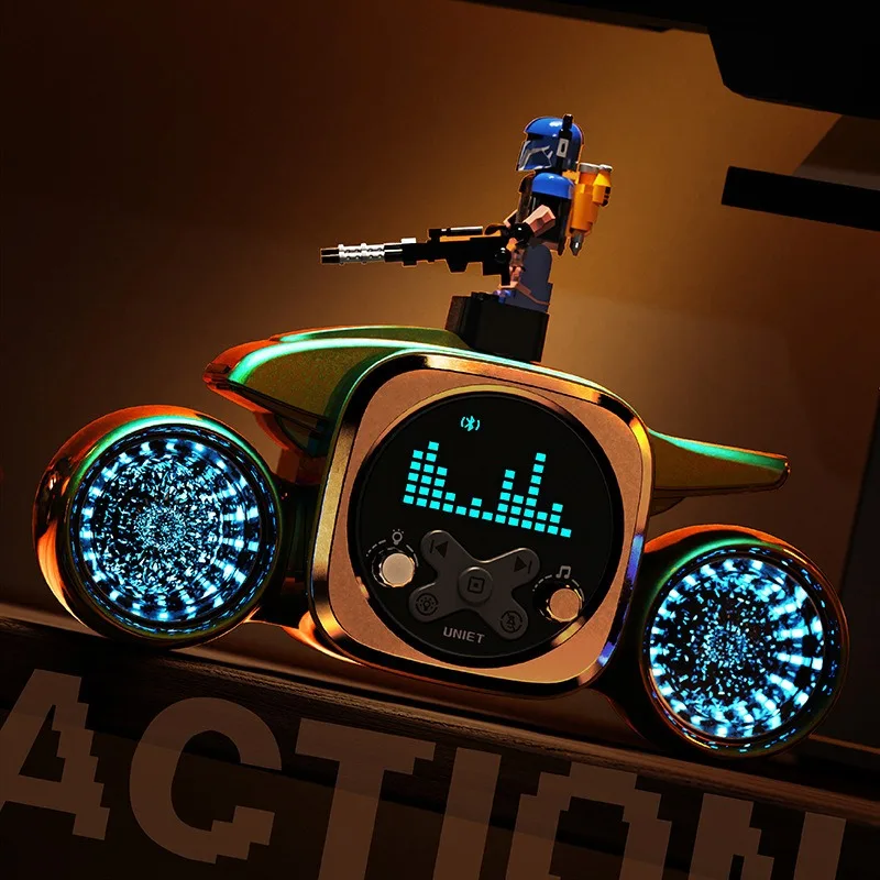 New Bluetooth speaker with light field pixel screen display, dual-engine lighting, trendy table decoration, and creative gift