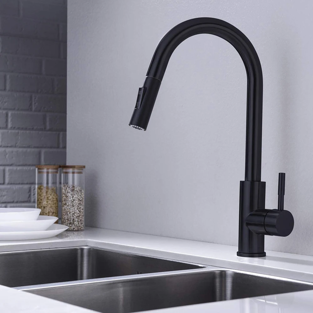 Kitchen Tap Pull Out Spray Head Basin Faucet Replacement Spouts Kitchen Water Saving Faucet Nozzle Black Shower Head