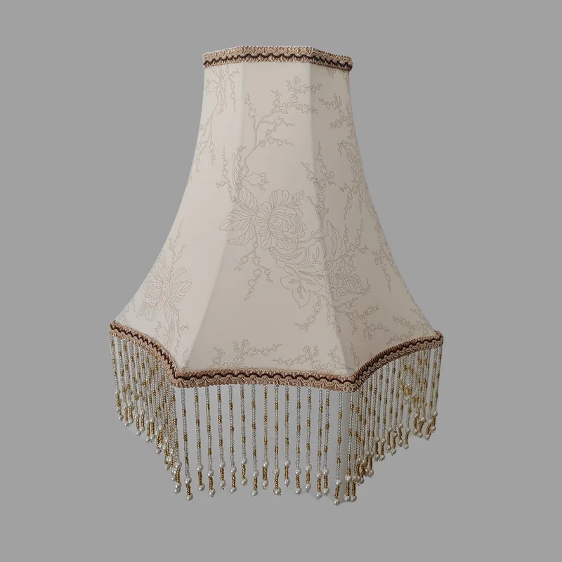 Table lamp floor lamp shade European court hanging bead cloth art bed head retro hanging ear lamp shade shell accessories