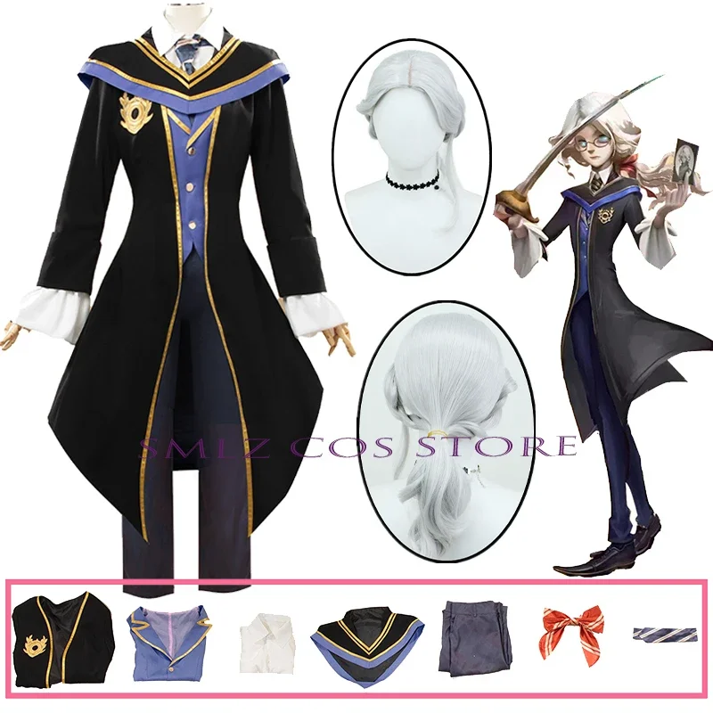 Joseph Cosplay Game Identiteit, Desaulniers Schooluniform Voormalig Graaf Desaulniers Kostuumfotograaf Pruik Set Man Party Outfit