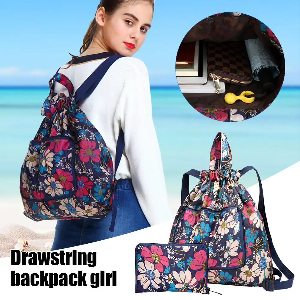 

Drawstring Backpack Women's Easy Drawstring Bag Waterproof Sports Pocket Bag Backpack Bundle Folding Travel Bag Fitness Sto Z3O5