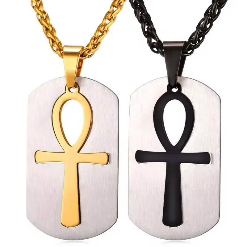 

Stainless Steel Ankh Cross Necklace for Men Gold Color Trend Punk Women Glamour Jewelry Symbol of Life Cross Necklaces Gifts