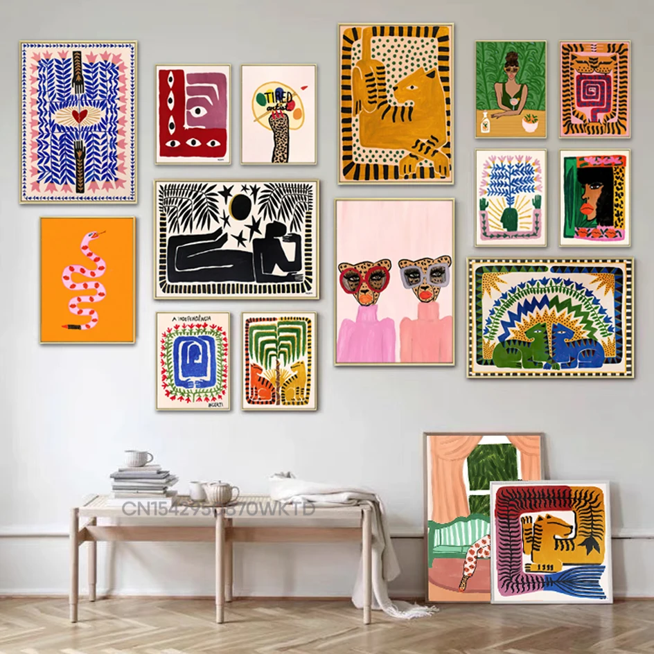 Винтажные абстрактные картины в виде змеи старого Египта, разноцветные декоративные картины на холсте, настенное искусство, домашний декор для гостиной