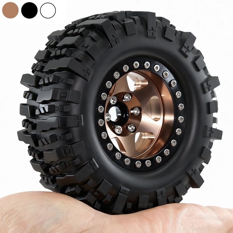 

4pcs 95mm 1.9" Deep Dish Beadlock Wheel Rim and Tire Set for 1/10 RC Crawler Car Traxxas TRX4 RC4WD D90 Axial SCX10 II III MST