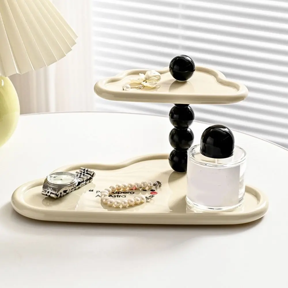 

Practical Cloud Shape Double Layer Trays Decorative Large Capacity Storage Rack Plastic Key Sundry Storage Tray Living Room