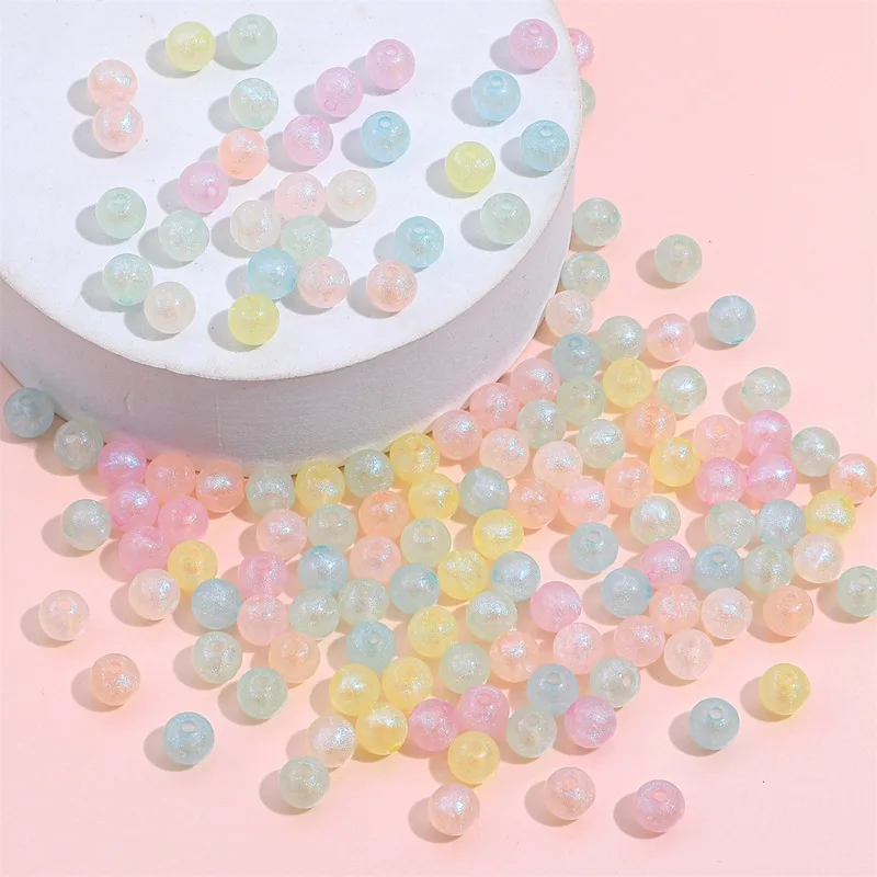 20-30 g/lote de cuentas redondas de sirena coloridas acrílicas, pulseras caseras DIY, pendientes, materiales de cuentas, accesorios de joyería para collar
