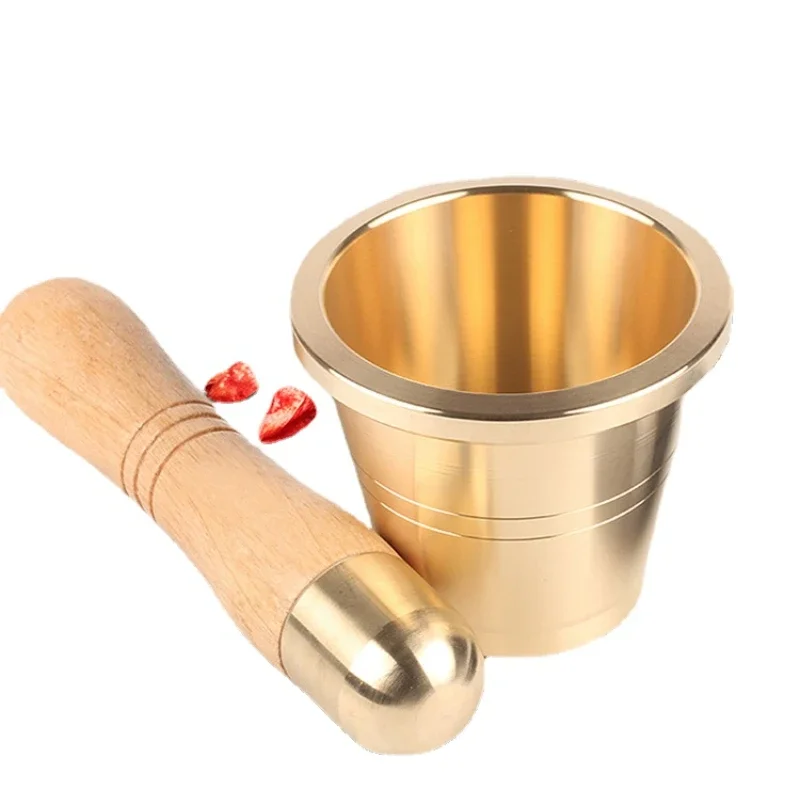 

Copper Copper Gallipot Garlic Press Meshed Garlic Device Triturator Traditional Chinese Medicine Ramming Medicine Cup Mortar