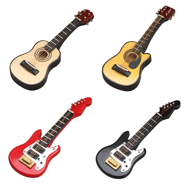 1:12 Miniature Guitar Mini Musical Instrument Dollhouse Furniture Model Decora