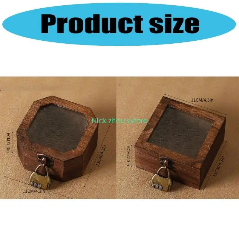 E15E منظم مجوهرات زهري مع صندوق مكياج خشبي بغطاء زجاجي لتزيين خزانة الملابس