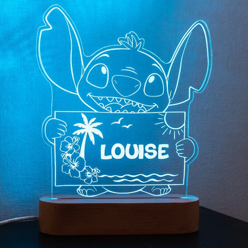 

Personalized Disney Stitch Ornaments Acrylic Plaque Custom Name With Night Light Idea Customize Stitch For Kids Christmas Gifts