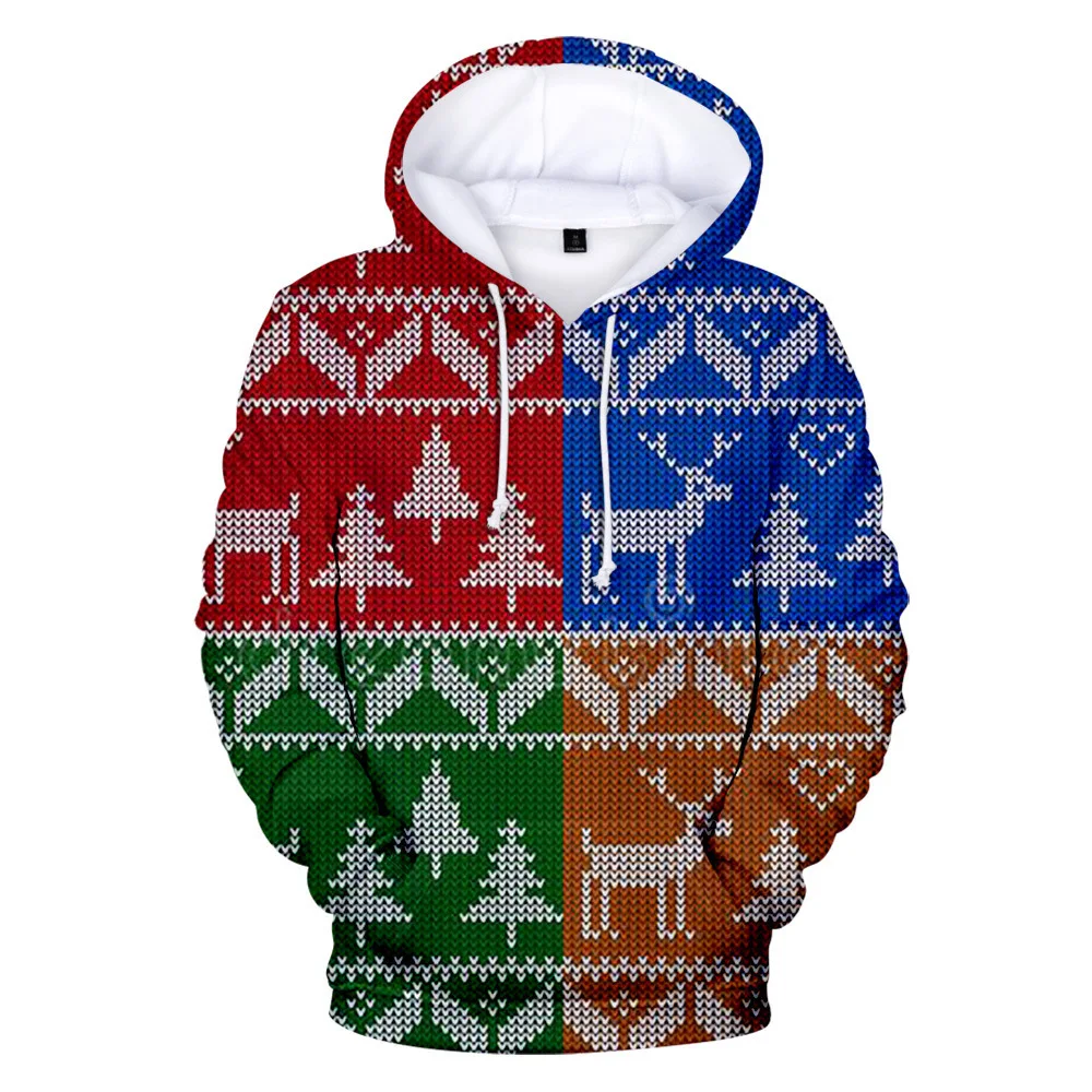 2023 New Autumn/Winter Christmas Christmas Christmas 3D Digital Print Casual Personalized Hooded Sweater