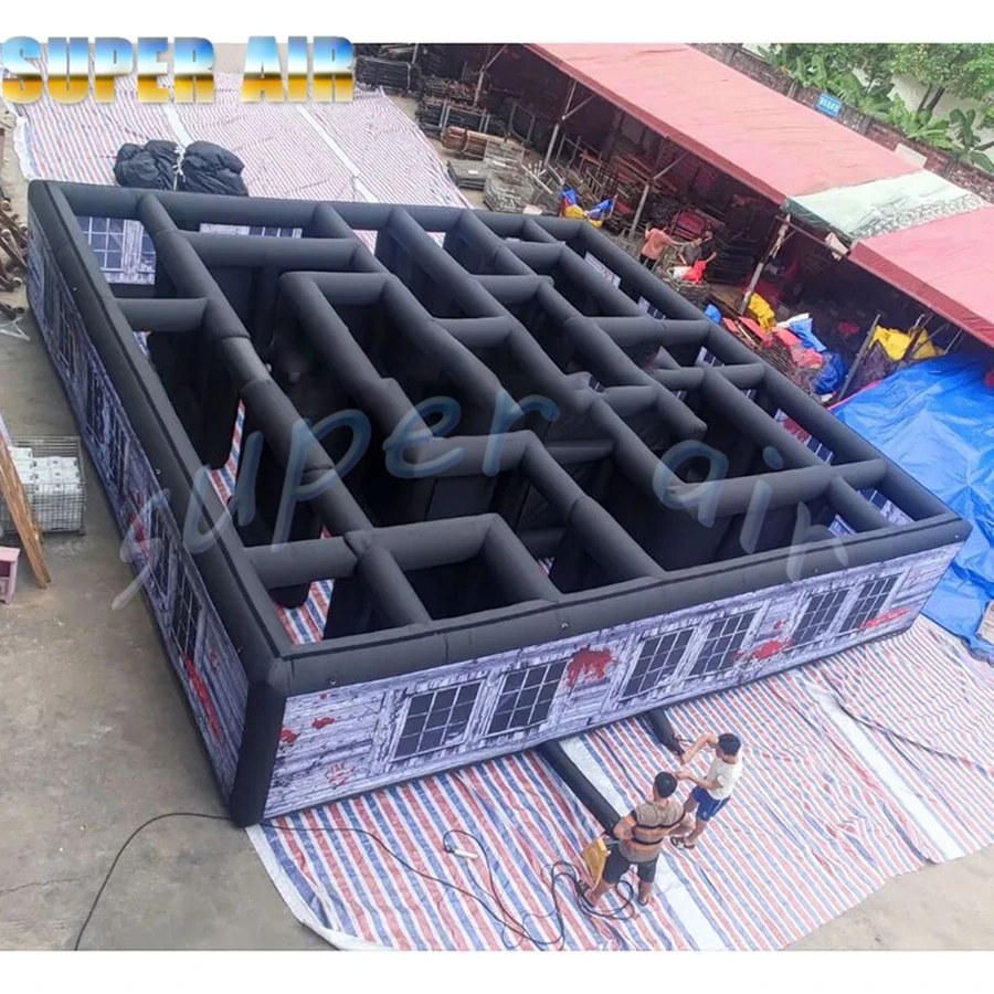 Hurtownia dmuchanych labiryntów na Halloween, idealnych na podwórko: dom duchów 10x10x2mH, dmuchany labirynt.