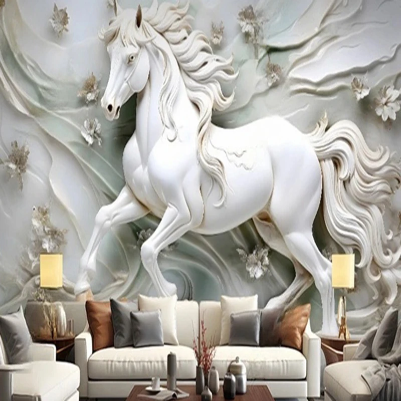 Custom Wallpaper Modern Fashion 3D Abstract Horse Animal Wall Murals Study Room Bedroom Background Wall Papers Home Decor