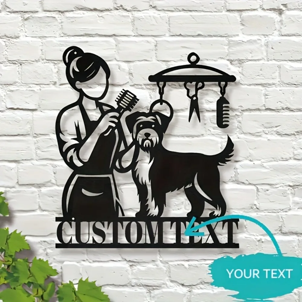 

Exclusive Custom Metal Wall Art for Dog Salons. Personalize Groomer's Name. Ideal Gift for Pet Hairdressers.