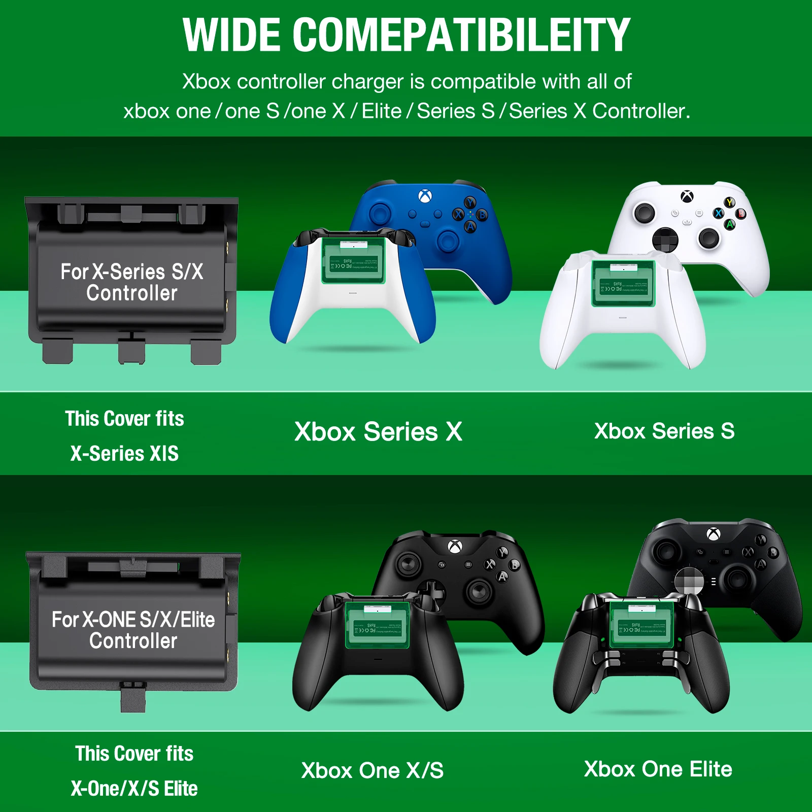 DinoFire S06 لوحدة تحكم Xbox One بطاريات 2x3600mWh لملحقات Xbox One // S / X /Xbox Series X/S