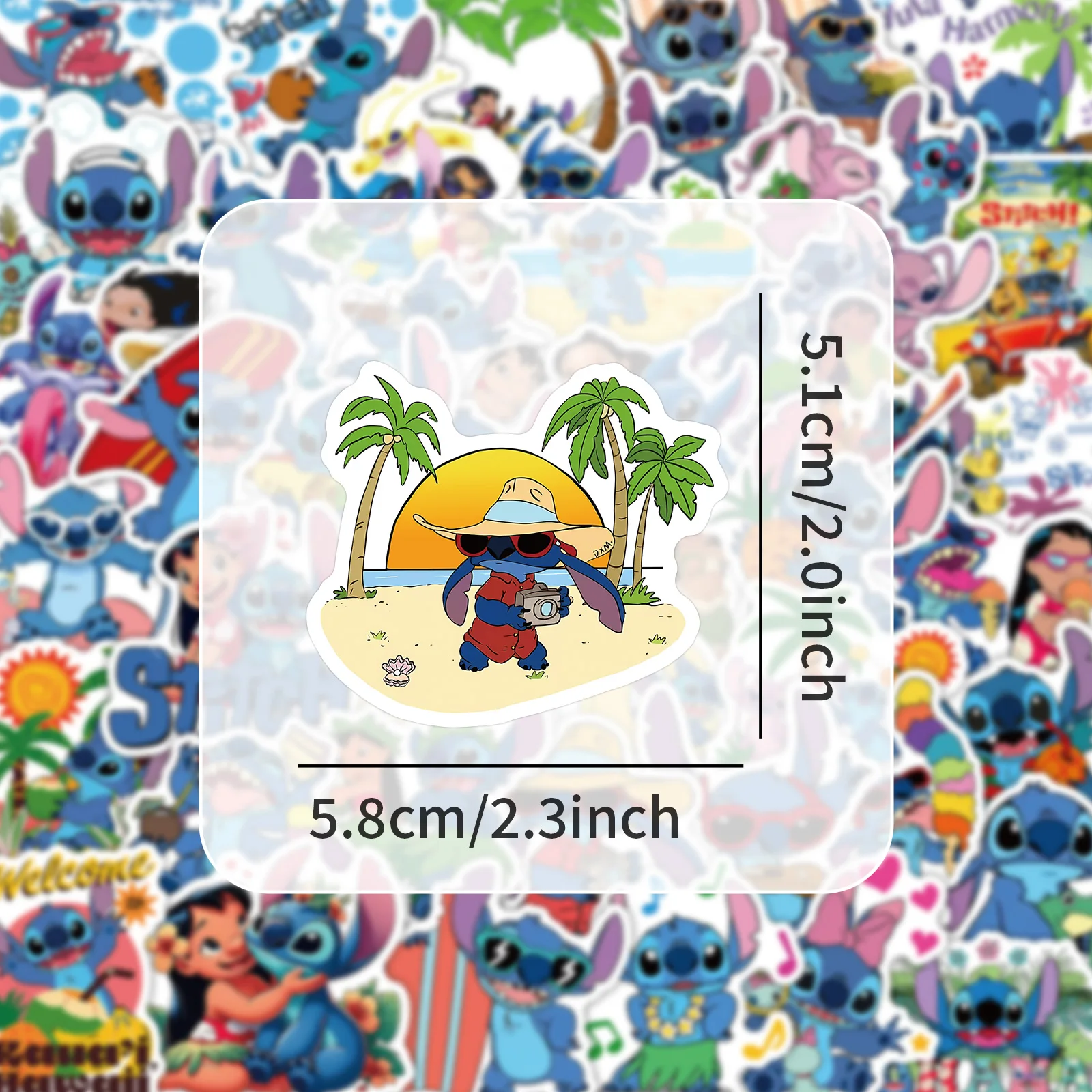 53 قطعة من ملصقات ديزني هاواي ستيتش المقاومة للماء لتزيين لوح التزلج جراب هاتف دفتر جرافيتي ألعاب أطفال شارات هدايا #3