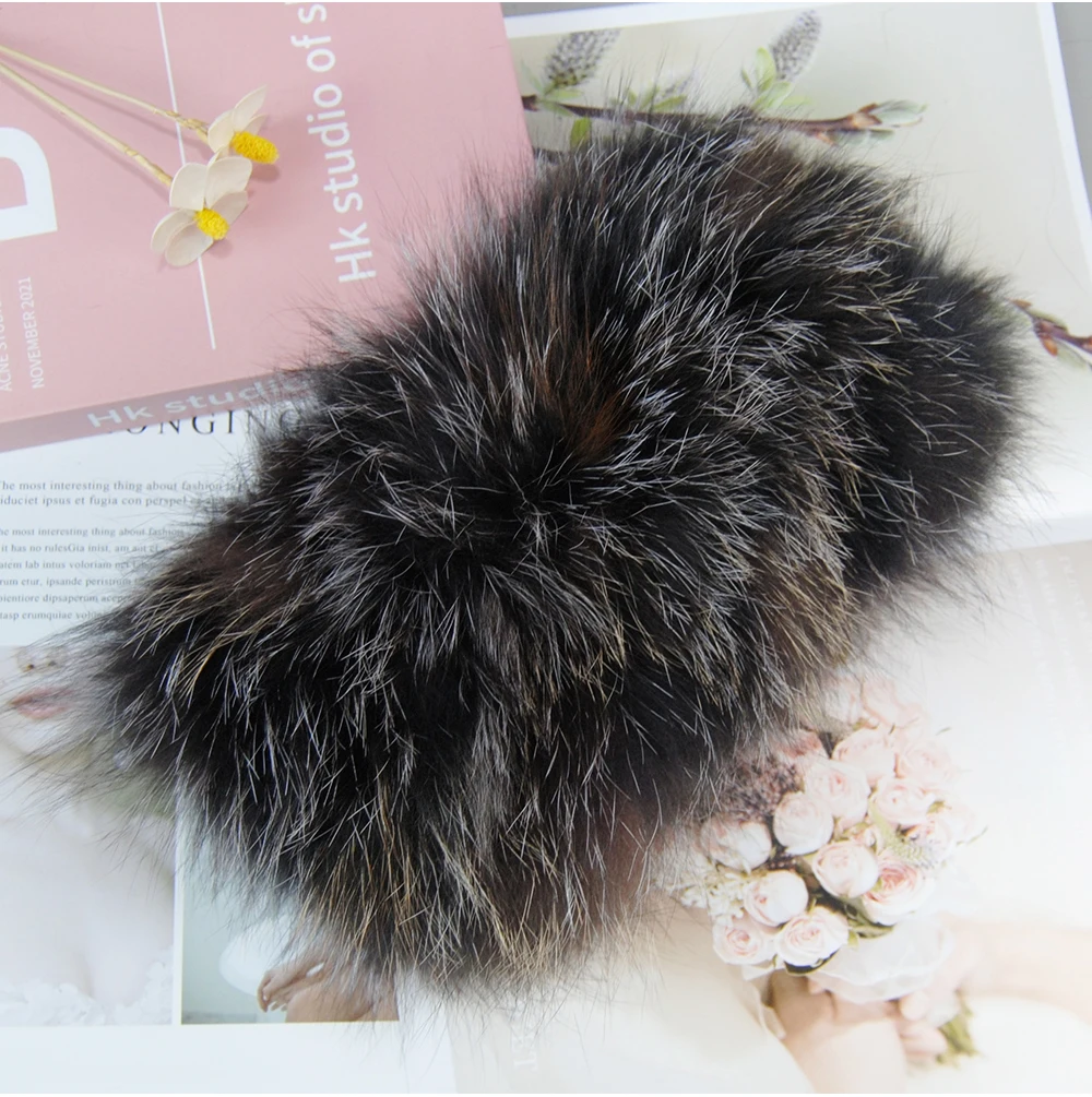 New Female Real Fur Headband Fluffy Natural Warm Fox Fur Ring Scarf Good Elastic Winter Lady Knit Genuine Real Fox Fur Scarves