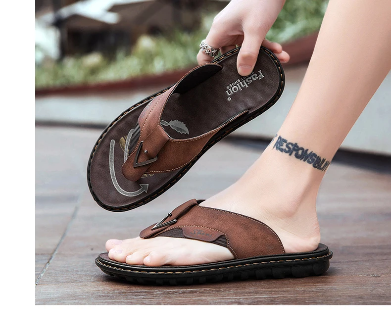 Flip-Flops Summer Classic High-Quality Fashion Soft-Sole Non-Slip Comfort Breathable Light Outdoor Men's Casual Walking Slippers