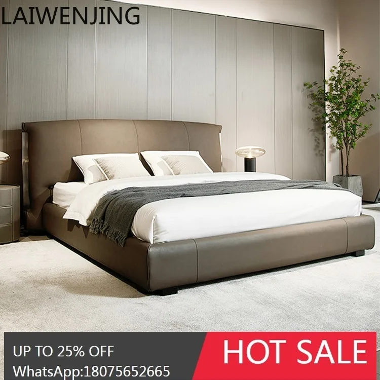 HLZ Top Layer Cowhide Modern Soft Headboard Soft Bed Headboard Bedroom Italian Minimalist